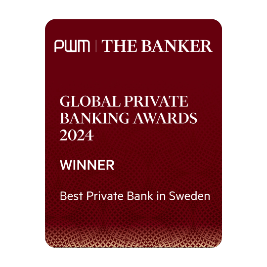 Awards badge - PWM The Banker - Global Private Banking Awards 2024 - Winner - Best Private Bank in Sweden